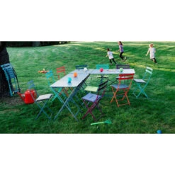 Chaise De Jardin Pliante FERMOB Bistro Métal - Bleu Acapulco -Mobilier De Jardin 010121 chaise jardin pliante fermob bistro metal bleu acapulco ambiance