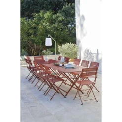Table De Jardin 8 Personnes FERMOB Cargo 128 X 128 Cm - Ocre Rouge -Mobilier De Jardin 024120 table jardin fermob cargo 128 128 cm ocre rouge ambiance 2