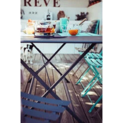 Table De Jardin 8 Personnes FERMOB Cargo 128 X 128 Cm - Carbone -Mobilier De Jardin 024147 table jardin fermob cargo 128 cm carbone ambiance 3