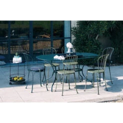 Galette Color Mix Pour Chaise FERMOB Montmartre Et Opéra + - Bleu Nuit -Mobilier De Jardin 2722 coussin galette bleu ambiance 2