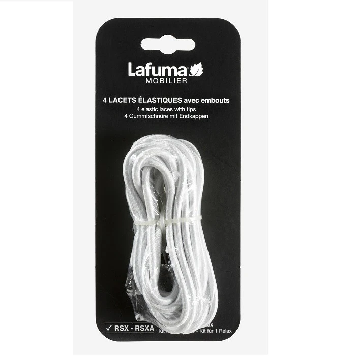 Kit 4 Lacets élastiques Avec Embouts Pour Fauteuil Relax LAFUMA - Blanc 3 Kit 4 Lacets élastiques Avec Embouts Pour Fauteuil Relax LAFUMA - Blanc