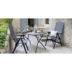 Fauteuil De Jardin Pliant LAFUMA Zen-it Batyline® Duo - Obsidian -Mobilier De Jardin lfm2780 fauteuil jardin lafuma zen it ambiance repas