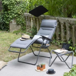 Fauteuil Relax Pliant LAFUMA Futura BeComfort XL - Argent -Mobilier De Jardin lfm3131.8901 fauteuil relax pliant lafuma futura becomfort xl argent ambiance 2